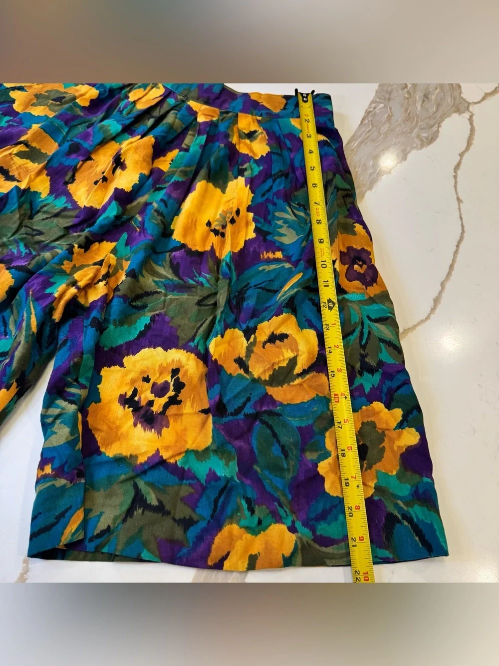 Vintage Floral Culotte Shorts M Knee Length Wide Leg Gaucho 80s 90s